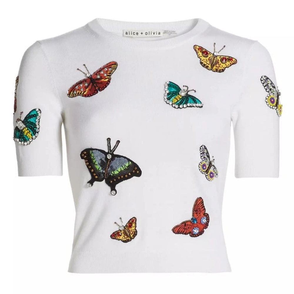 Alice + Olivia Ciara Wool Butterfly Sweater Size XS